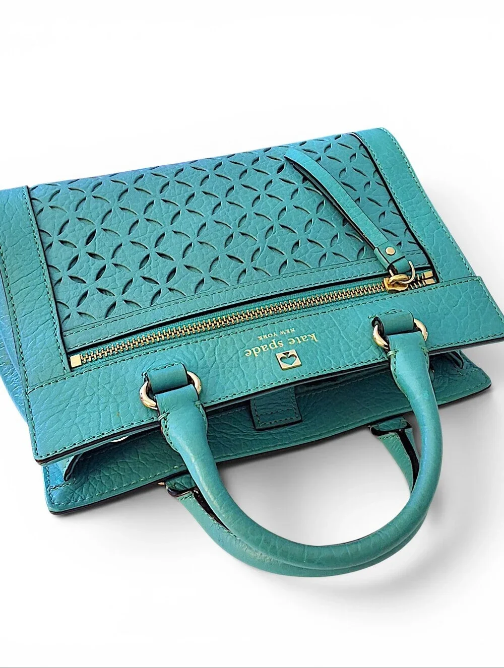Kate Spade New York Turquoise Pebbled Leather Satchel Crossbody 💙